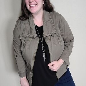 Dress Barn Green Utility Jacket Classic Collar Relaxed Fit 18/20 Plus